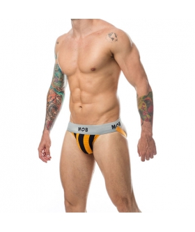 MOB STRIPE CLASSIC JOCK ORANGE Sexy tanga naranja de rayas con abertura trasera