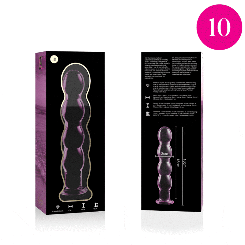 DILDO CRISTAL BOROSILICATO 10 Tappo anale di lusso e sicuro in vetro