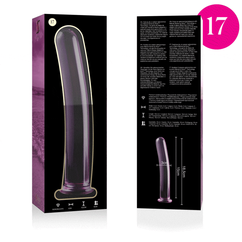 DILDO CRISTAL BOROSILICATO 17 Plug anal de vidro, elegante, seguro, resistente e luxuoso