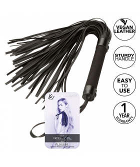 NOCTURNAL AZOTADOR CUERO NEGRO Flogger sensorial para experiencias íntimas y aventureras