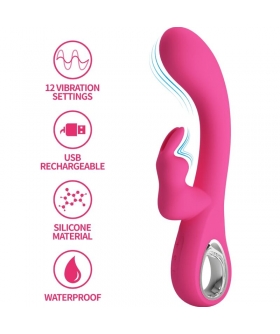 NOVAK Vibromasseur rechargeable, 12 modes, silicone douce, double plaisir