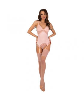 PERSINNE PEACH SET CORSET + PA Lujoso conjunto de encaje que resalta la figura femenina