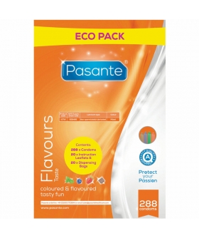 ECO PACK Condones de sabores, colores variados, látex natural, lisos