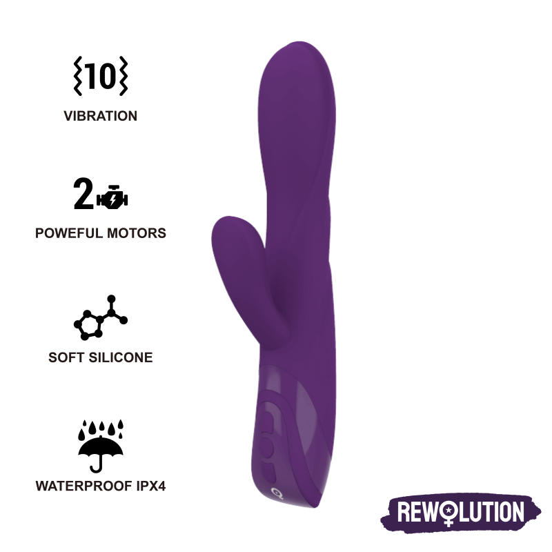 REWORABBIT Vibratore doppio con 10 modalità, silicone di grado medico, impermeabile