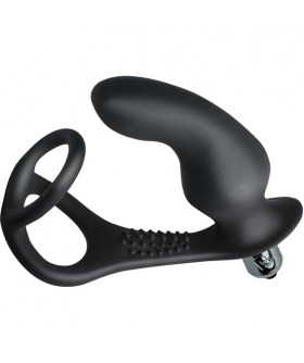 RO-ZEN PRO BLACK Anel duplo com plugue vibratório para potencializar ereções