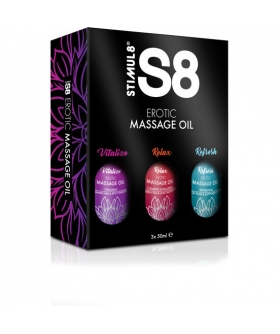 S8 SET MASSAGE OIL Set sensorial de tres aceites de masaje, aromas exóticos