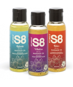 S8 SET MASSAGE OIL Coffret sensoriel avec trois huiles de massage aux arômes exotiques