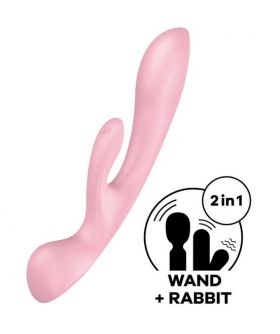 SATISFYER TRIPLE OH! Vibromasseur de type lapin avec poignée plate à utiliser uniquement pour la stimulation