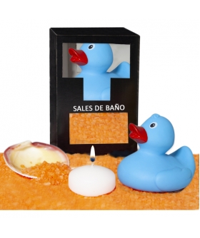 SEA KIT Conjunto de sais de banho rosa 150 gr. com pato de banho, vela aromática e concha