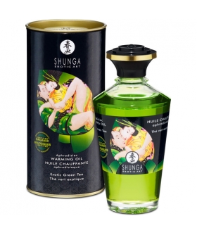 SHUNGA WARMING OIL Huile de massage aphrodisiaque shunga arôme de thé vert