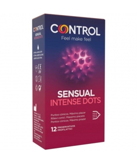 SPIKE Préservatif sensuel intense dots stimulation supplémentaire, points coniques, 12 unités