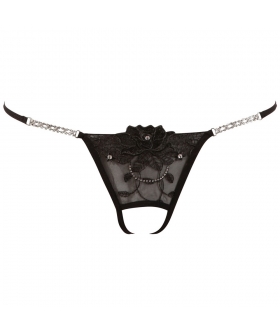 TANGA RHINESTONES Tanga preta elegante com abertura decorativa provocativa.