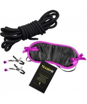 TEASEME Juego para parejas: roles BDSM, antifaz, cuerda y pinzas
