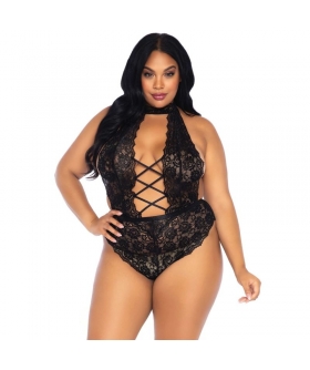 ELEGANCIA DE COSA Teddy lencería floral, negro, talla grande. seductora
