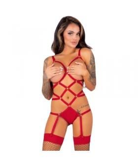 THIARA BODY RED Conjunto erótico elegante para mujeres valientes