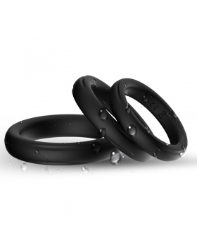 TRIPLE ANILLO SILICONA NEGRO Anneau en silicone médical pour renforcer les érections