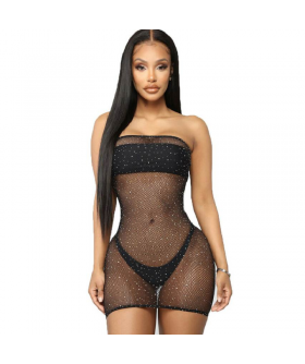BRILLO DE LOS DIOSES Robe de lingerie sensuelle, transparente et élastique.