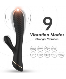 VIBRADOR RABBIT SILICONA NEGRO Vibrador ergonômico, versátil, recarregável e submersível.