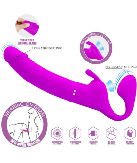 ZANINI Consolador vibrador sin arnés, 10 modos, carga usb, silicona
