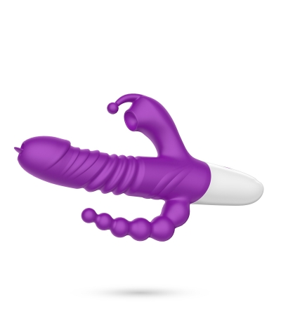 Vibrador triple estimulación con succión y empuje
