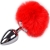 PLUG DE PLAISIR ANAL LISSE MÉTAL FLUFFY ROUGE TAILLE L