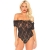 Bodysuit de renda floral teddy - preto