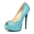 LEG AVENUE GLAMOUR PEEP TOE PUMP TURCHESE SATINATO CON STRAS