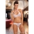 Ensemble soutien-gorge et string sexy en dentelle voile blan