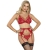 CONJUNTO 3 PEAS SUTI + TANGA + LIGA DE RENDA VERMELHO L/XL