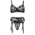 SET 3 PEZZI REGGISENO + PERIZOMA + GIARRETTIERA STAMPA FLORE