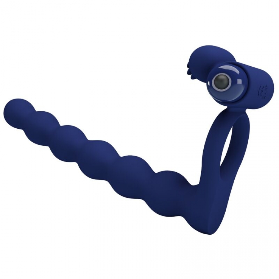 AJMAL ANILLO VIBRADOR CON PLUG AZUL