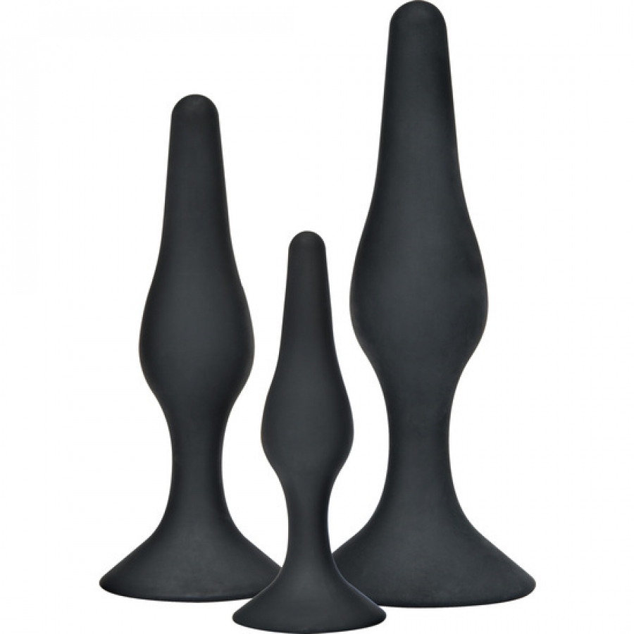 ANAL PLAY CURVY COMPANIONS PLUG ANAL 3 PIEZAS NEGRO