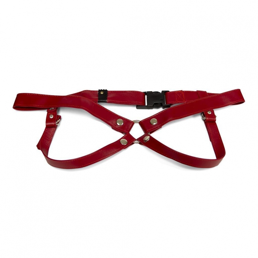 HARNAIS ARTESANALE EN CUIR ROUGE 3 CM/ M LULÚ LAFEM nº2