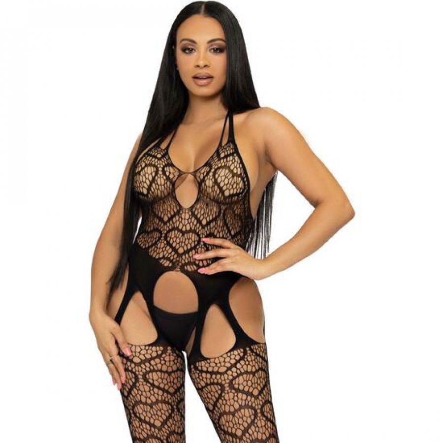 BODYSTOCKING DE RED CON TIRANTES TALLA ÚNICA - NEGRO