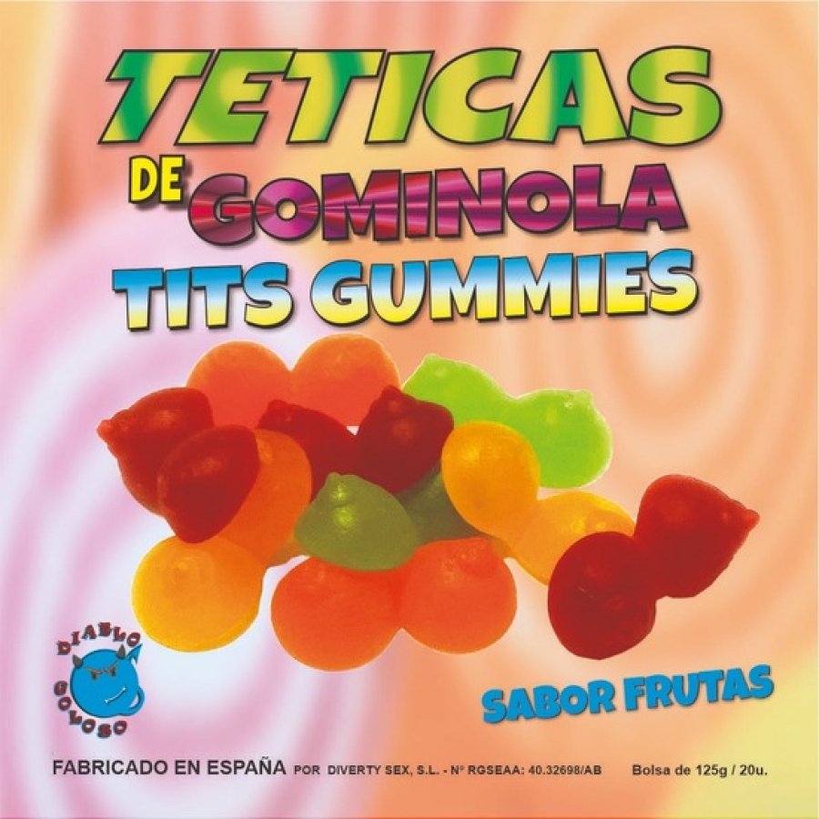 Boîte de seins scintillants saveur de fruits gélifiés 6 coul