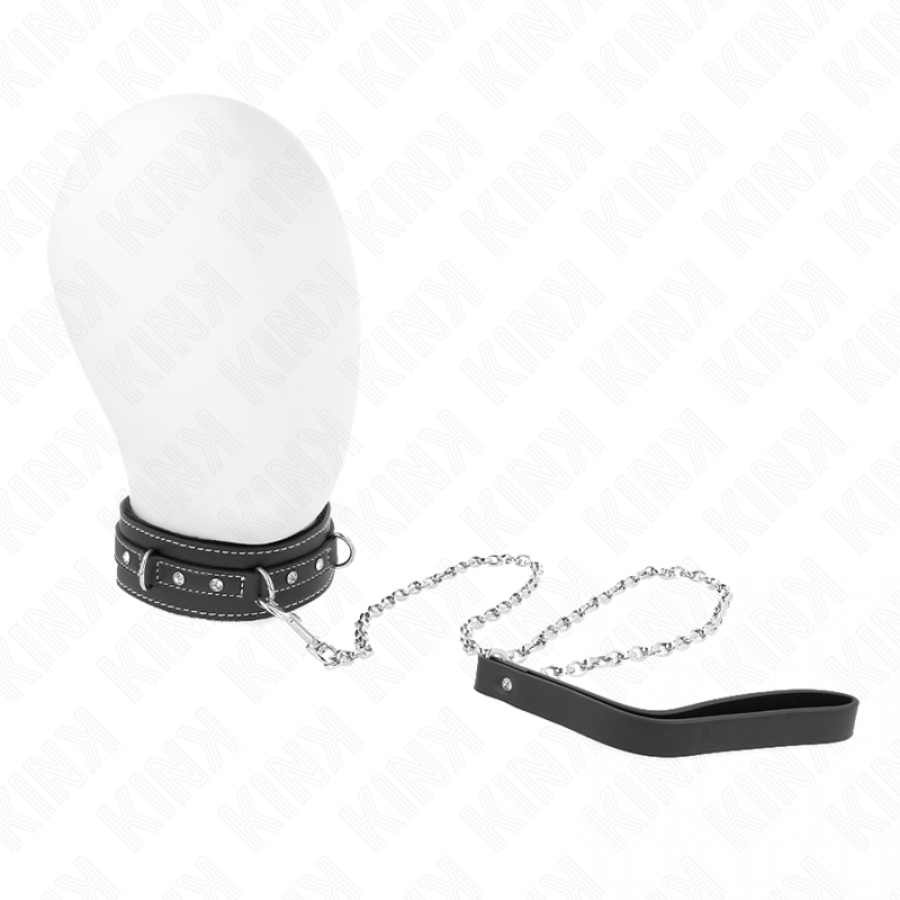 COLLIER EN CUIR PVC AVEC CEINTURE 105 CM RIVET STRASS 41,5 X