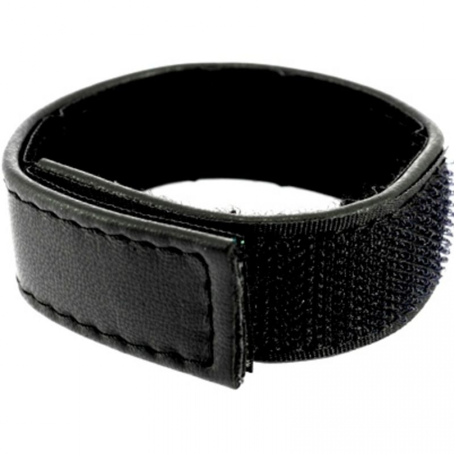 CORPO IN CUOIO COCK E CINGHIA SFERA VELCRO REGOLABILE - NERO