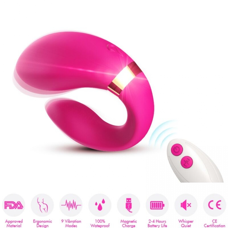 VIBRADOR CRESCENTE PARA CASAIS CONTROLE REMOTO FÚCSIA