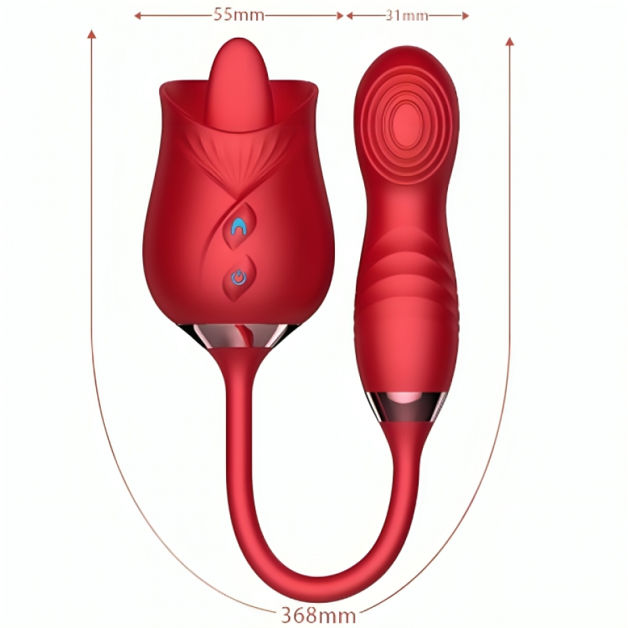 VIBRATORE DI FIORI DELIZIOSI E BUMPING CON LINGUA ROSSA