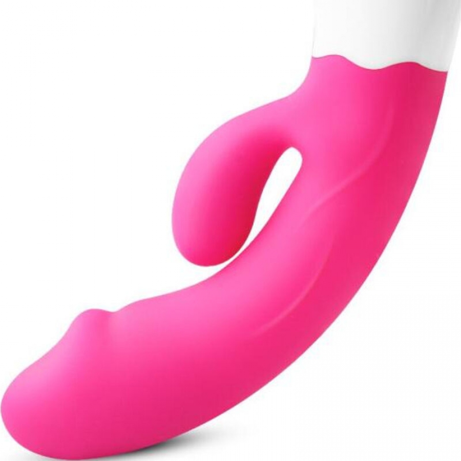 VIBRADOR FELIZ E ESTIMULADOR FÚCSIA RECARREGVEL