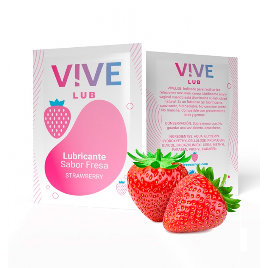 Savoureux lubrifiant à dose unique au goût de fraise