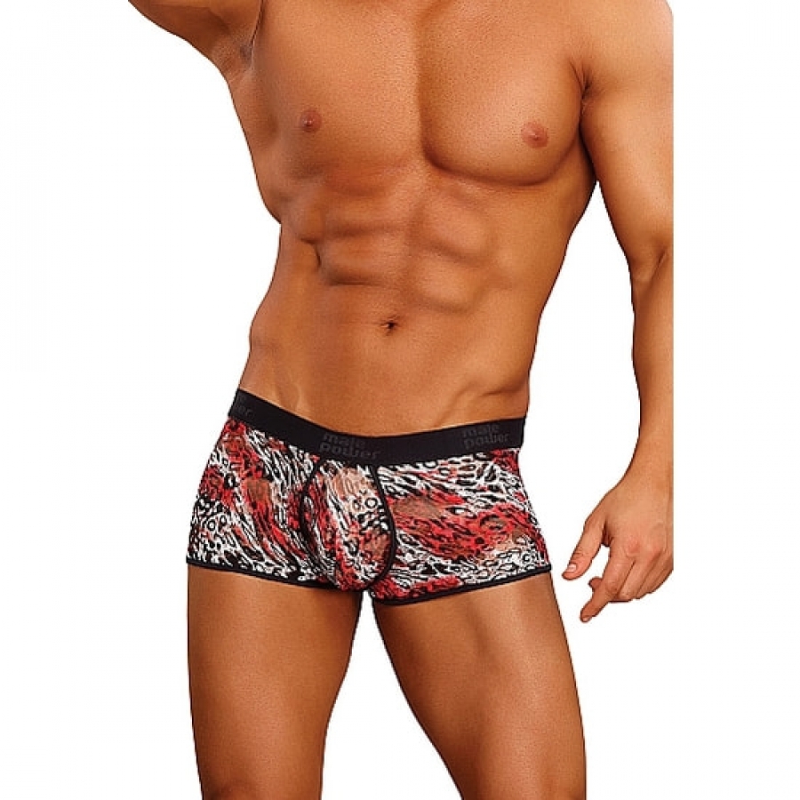 Boxer Homme Imprimé Léopard Rouge