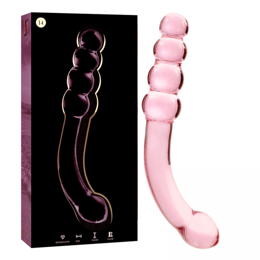 MODELO 14 DILDO VIDRO BOROSILICADO 18,5 X 3 CM ROSA