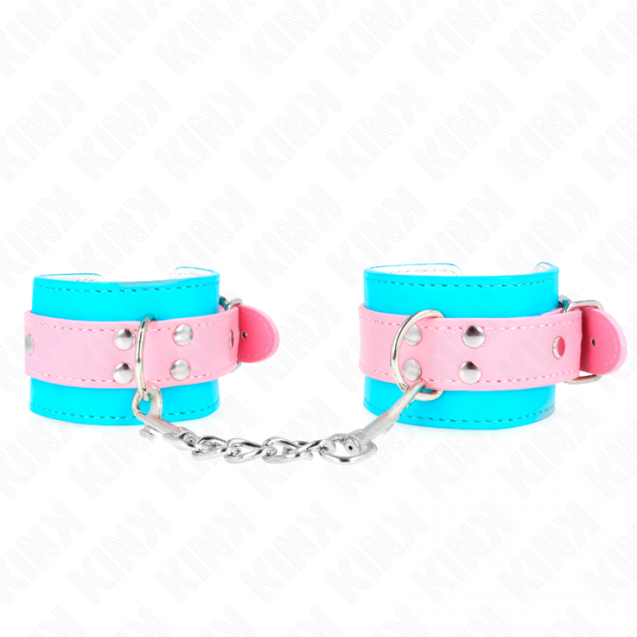 MIGNONS ATTENTES-POIGNETS BLEU/ROSE AJUSTABLES 16-28 CM X 5