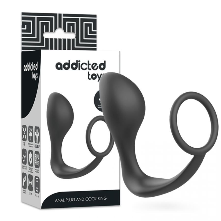 PLUG ANALE DI GIOCATTOLI addicted CON ANELLO IN SILICONE NER