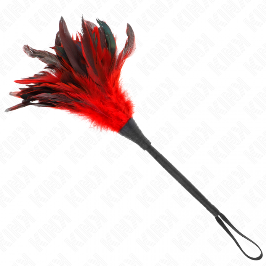 PLUMES DE POULET TICKLE EN FORME DE CORNE ROUGE 36 CM