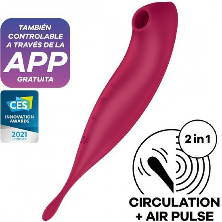 TWIRLING PRO+ AIR PULSE STIMULATOR & VIBRATOR APP - RED