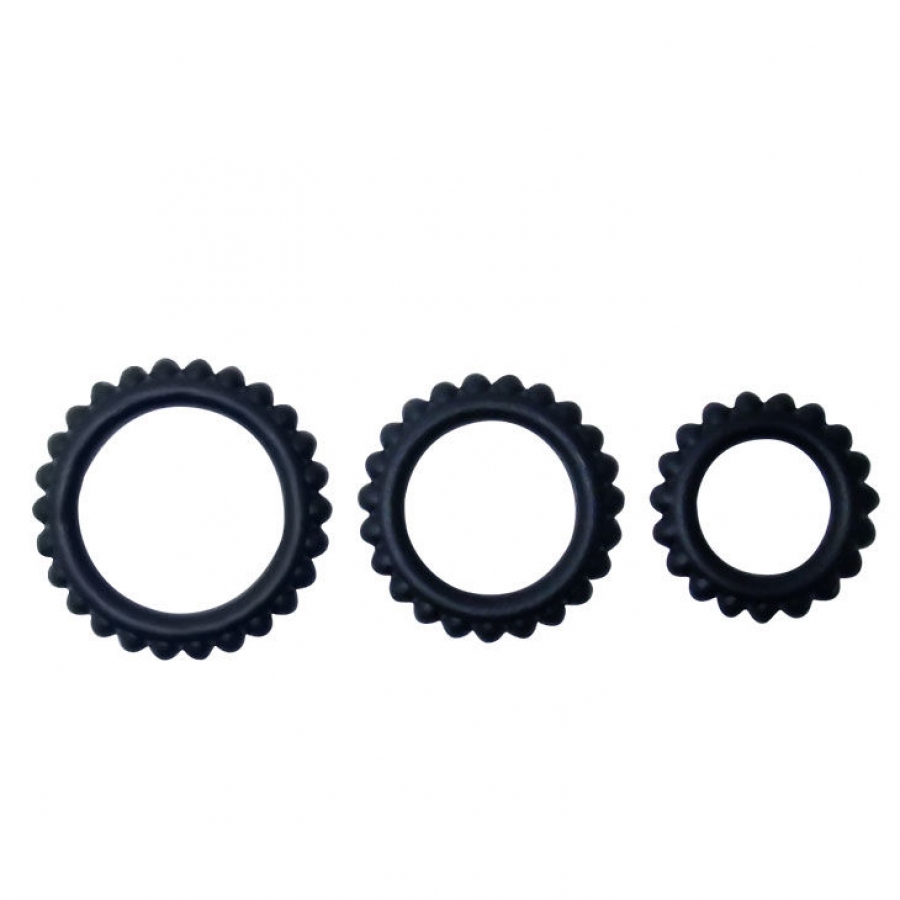 TITAN SET 3PCS COCK RING BLACK 2.8 + 2.4 + 1.9 CM