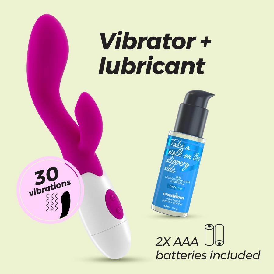 VIBRATORE CON STIMOLATORE CLITORIDEO CHERIE E LUBRIFICANTE A