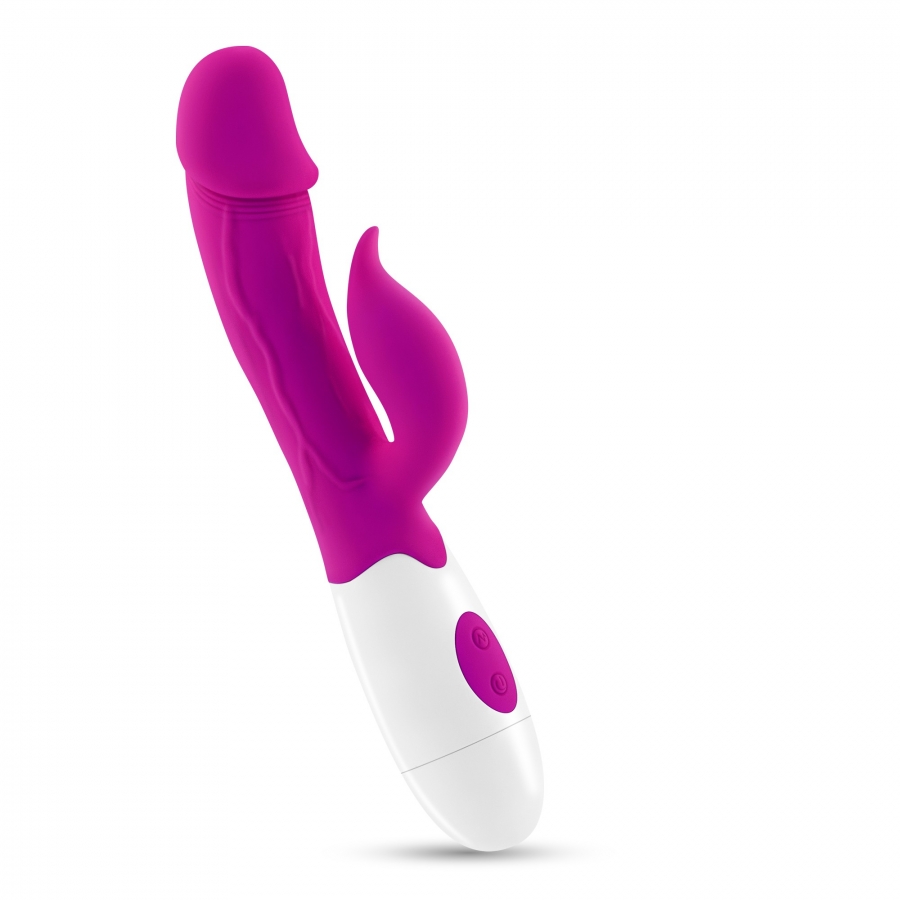 VIBRADOR COM ESTIMULADOR DE CLITÓRIS MOCHI ROXO E LUBRIFICAN